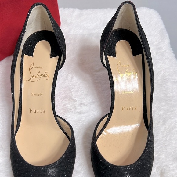 Christian Louboutin Iriza 100 Black Glitter Pumps w/Dust Bag size EU 37 NWOB - Picture 5 of 12